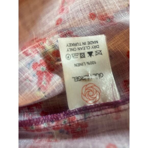 GUL HURGEL Printed Linen Midi Wrap Dress Belted Floral Ruffle Size Medium M - Picture 7 of 10